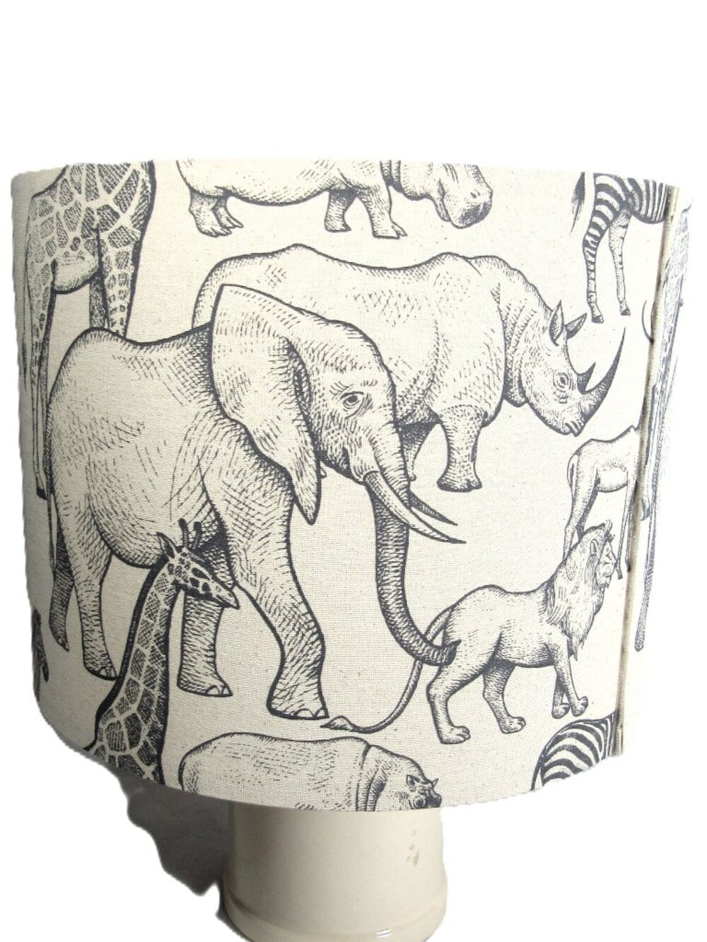 AFRICAN ANIMAL PRINT LAMPSHADE BOHO MONOCHROMATIC FABRIC 13" X 10"  4 available